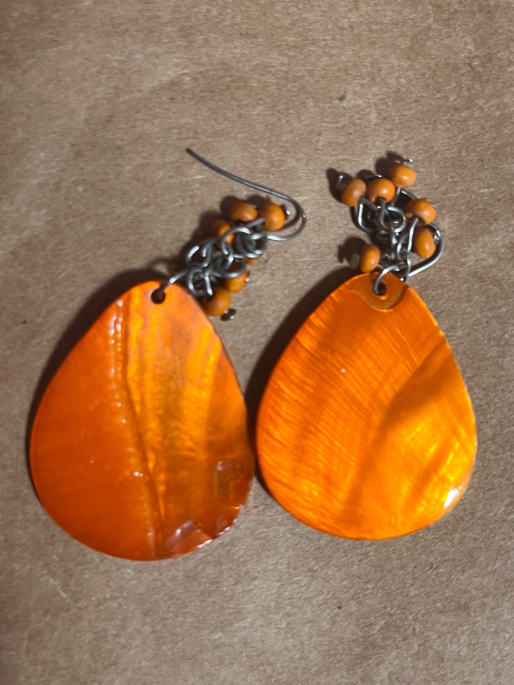 Orange Teardrop Dangle Earrings - Unbranded
